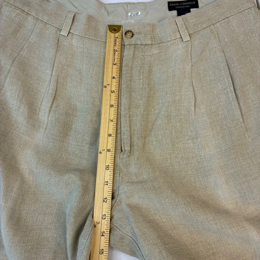 Daniel Cremieux Trousers Mens 38x32 Beige 100% Linen Pleated Straight Leg Pants